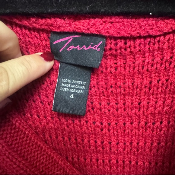 Torrid Vibrant Red Cowl Neck Sweater - Picture 2 of 5